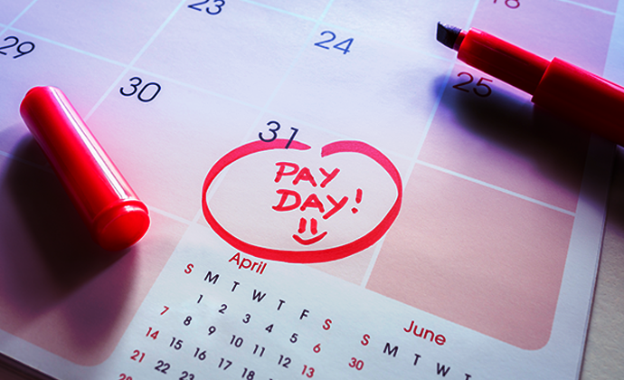 Calendar with payday circled in red marker, symbolising upcoming payday super changes and the need for SME cash flow planning with Banjo Loans.