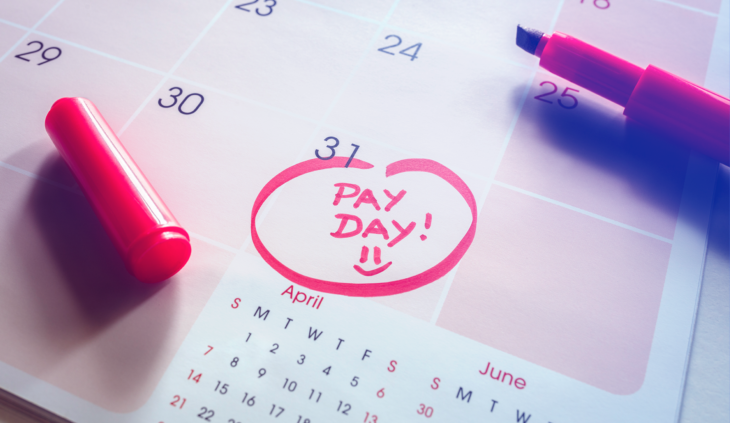 Calendar with payday circled in red marker, symbolising upcoming payday super changes and the need for SME cash flow planning with Banjo Loans.