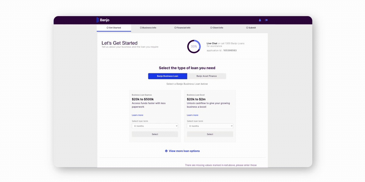 Banjo Application Process flow animation